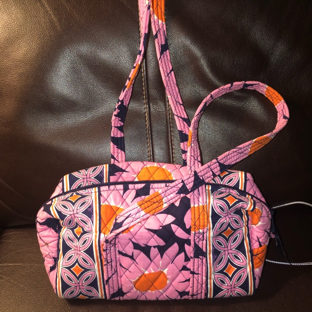 Vera Bradley Pink, Orange & Navy Quilted Shoulder Bag